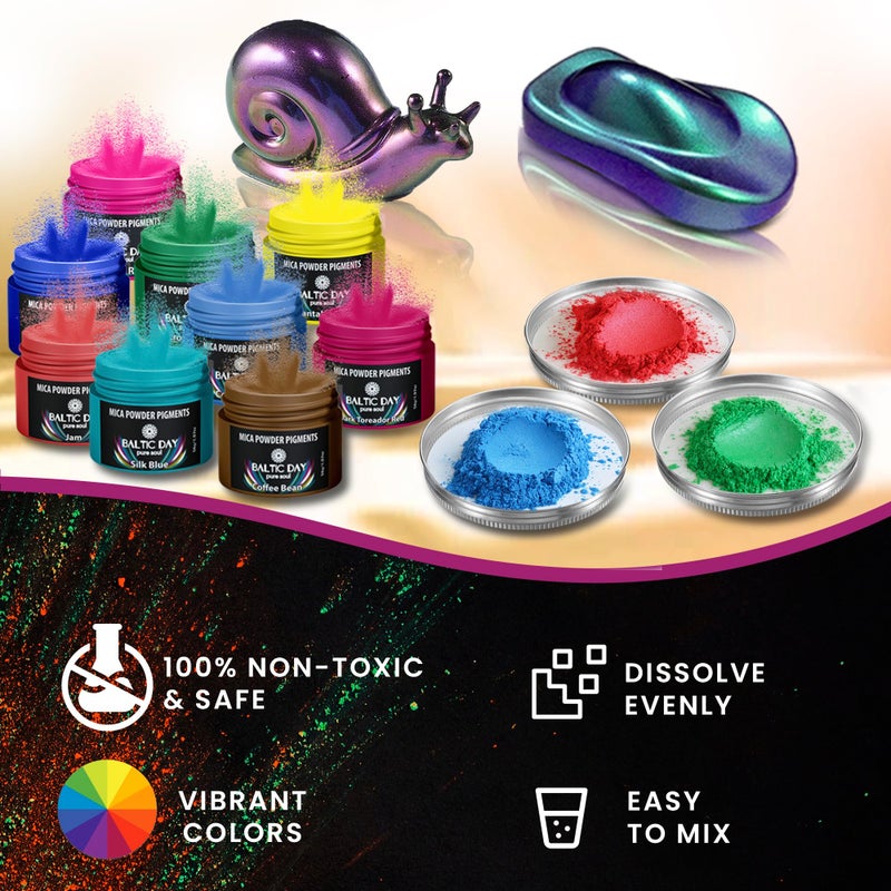 BALTIC DAY - Mica Powder, 60 Jars of Mica Powder for Epoxy Resin Set - Epoxy Resin Color Pigment Powder - Pigments for Soap Making, Candle, Slime, Car Freshies - Image 4